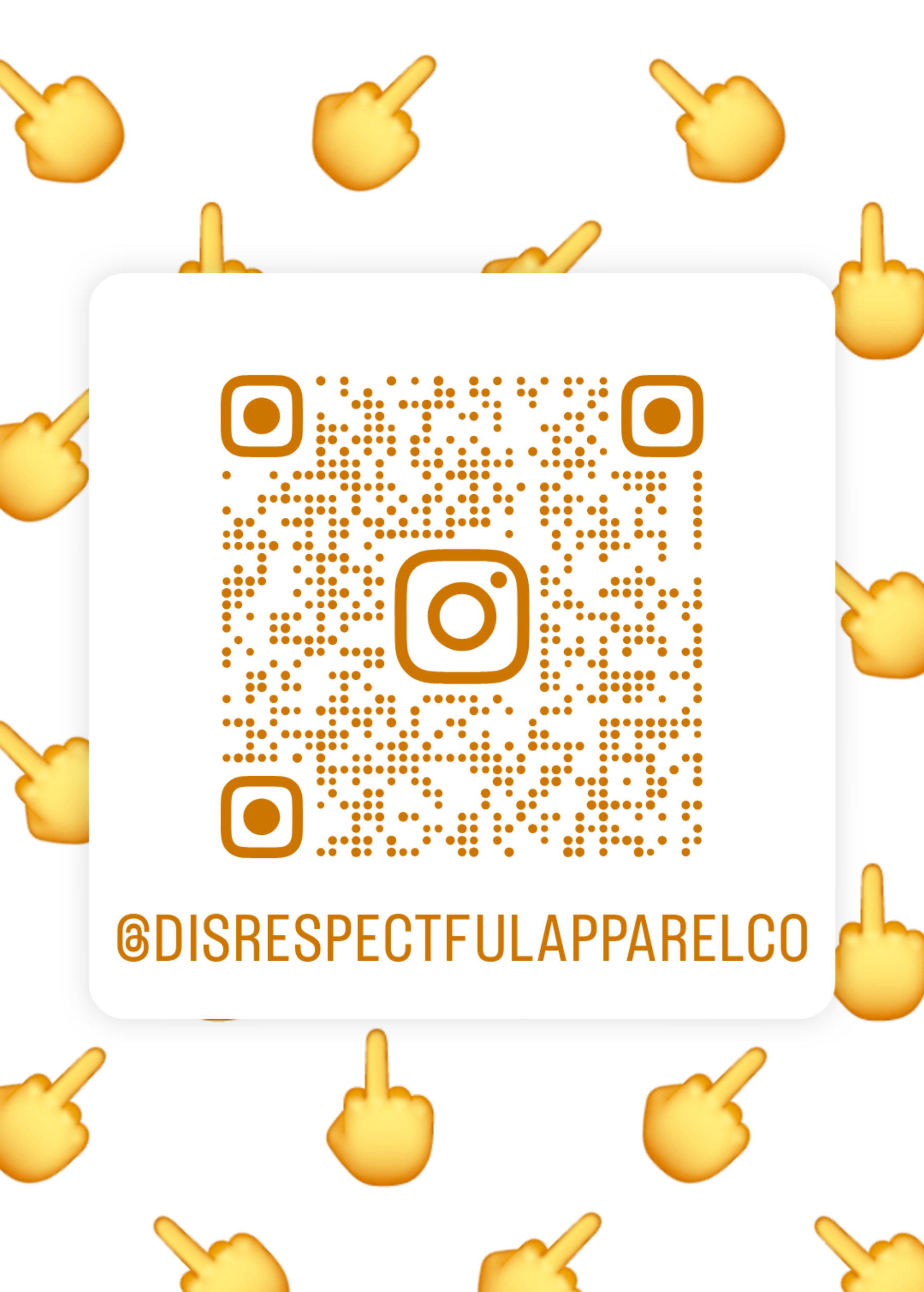 Instagram QR code for Disrespectful Apparel, @disrespectfulapparelco
